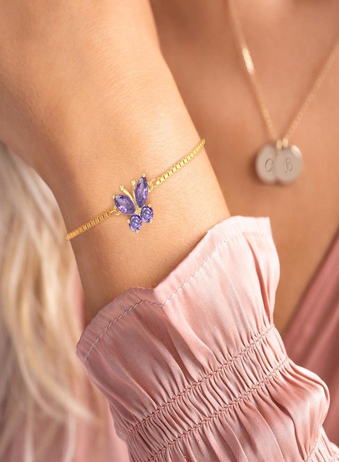 Sistble Butterfly Birthstone Bracelet October Birthday Gifts for Women Tourmaline Bracelet Dainty Gold Bracelets for Teens Jewelry Anniversary Mothers Day Birthday Gifts - Image 5